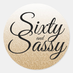 Sticker Rond Parties scintillant d'or Ombre 60 et Sassy 60e ann