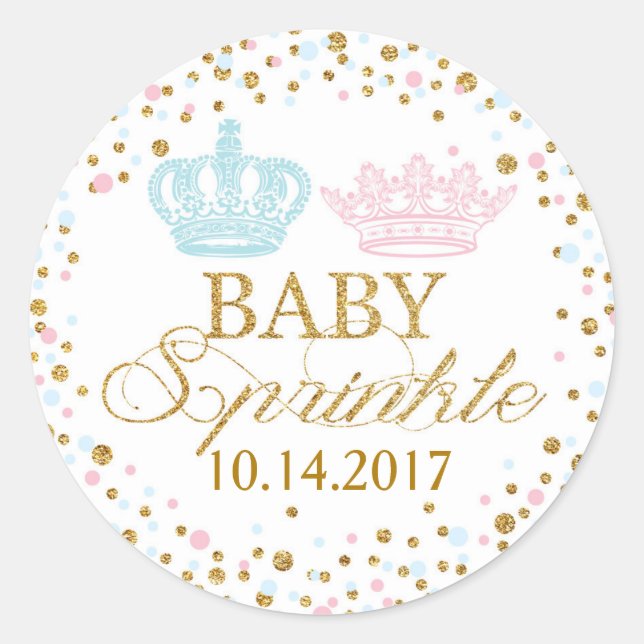 Sticker Rond Parties scintillant d'or Pink Blue Royal Twins Bab (Devant)