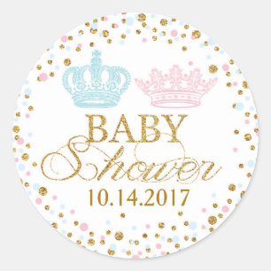 Sticker Rond Parties scintillant d'or Pink Blue Royal Twins Bab