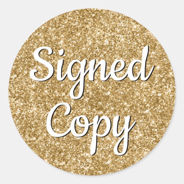 Sticker Rond Parties scintillant d'or Romantique Faux Photo Sig (Devant)