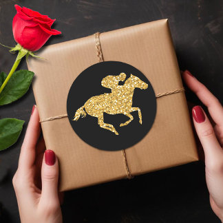 Sticker Rond Parties scintillant d'or sur Black Derby Party