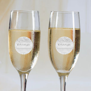 Sticker Rond parties scintillant en argent mariage cette boisso