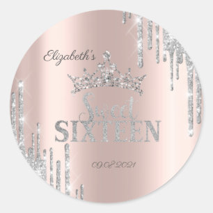 Sticker Rond Parties scintillant en argent Tiara Rose Gold Swee