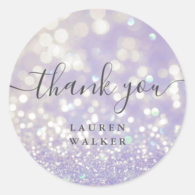 Sticker Rond parties scintillant en cristal de bokeh monogramme (Devant)