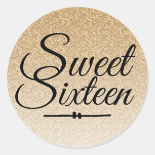 Sticker Rond Parties scintillant en faux or moderne ombre Sweet