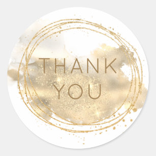 Sticker Rond Parties scintillant en or Platinum Merci concepteu