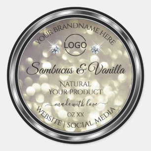 Sticker Rond Parties scintillant en platine étincelante Produit