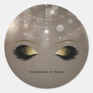 Sticker Rond Parties scintillant étincelante Glam Gold maquilla