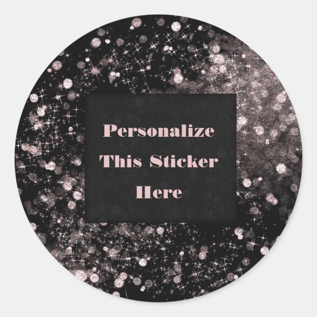 Sticker Rond Parties scintillant étincelante noire et rose (Devant)