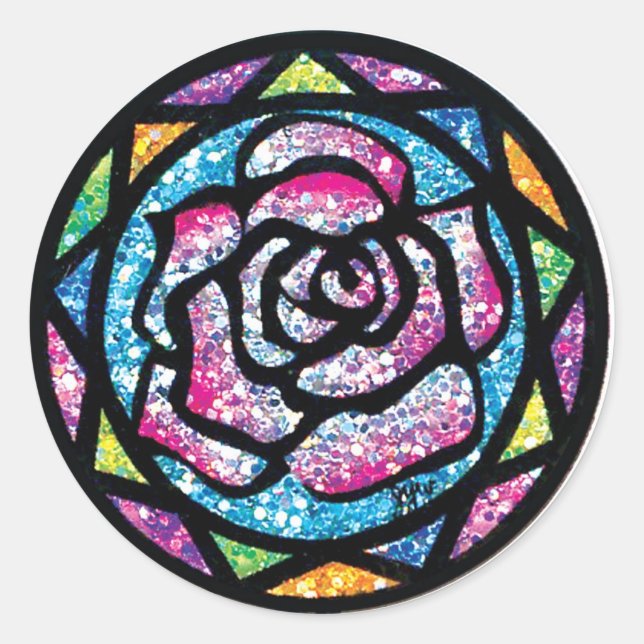 Sticker Rond Parties scintillant étincelante Rose rose clair (Devant)