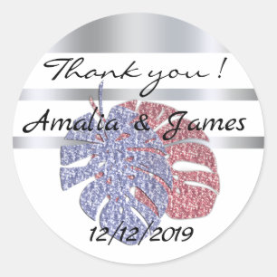 Sticker Rond Parties scintillant exotique tropicale brillante m