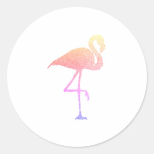 Sticker Rond Parties scintillant Flamant rose coloré