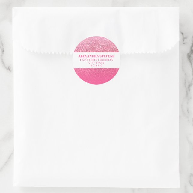 Sticker Rond Parties scintillant Girly Sparkly Rose rose Adress (Sac)