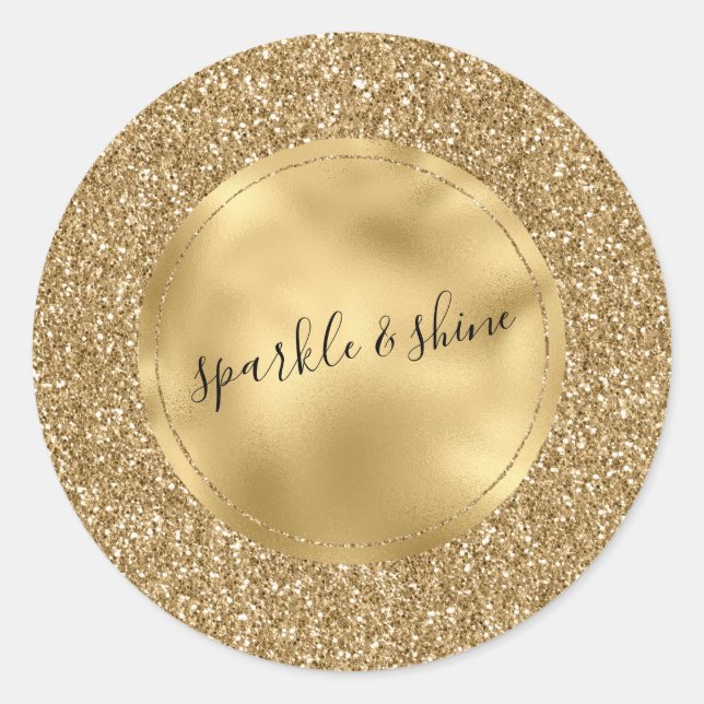 Sticker Rond Parties scintillant Glam Glitz Gold Sparkle Person (Devant)