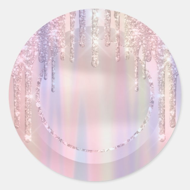 Sticker Rond Parties scintillant gouttes sucré 16e Unicorn Holo (Devant)