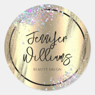 Sticker Rond Parties scintillant Holographique moderne Faux Foi