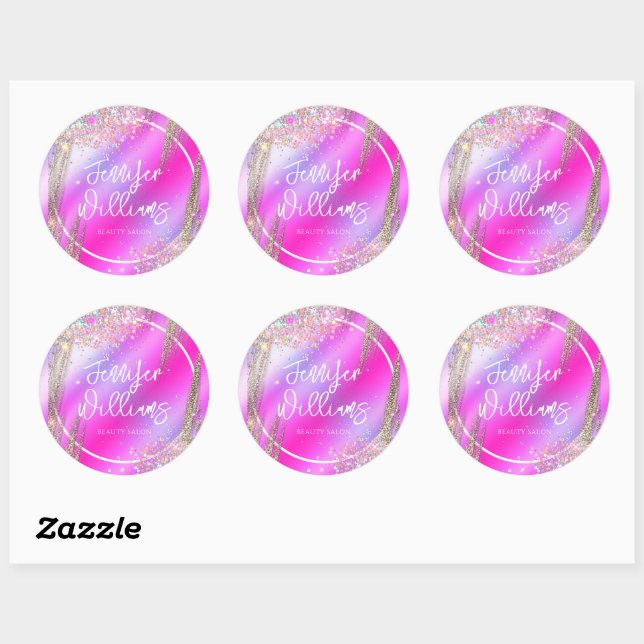 Sticker Rond Parties scintillant Holographique Or Moderne Faux  (Feuille)