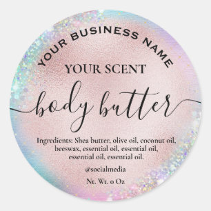 Sticker Rond Parties scintillant Holographique Pastel Rose Beur