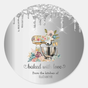 Sticker Rond Parties scintillant Lecteurs Fleurs Boulangerie Mé