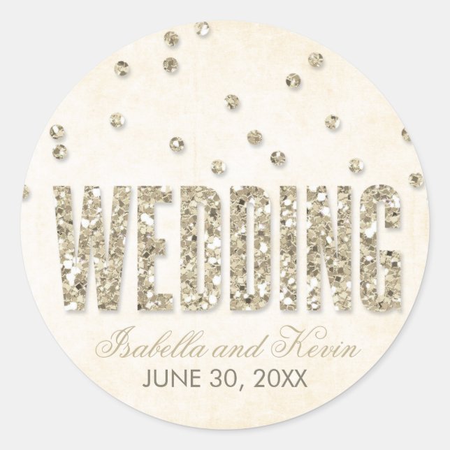 Sticker Rond Parties scintillant Look Confetti Points Mariage (Devant)