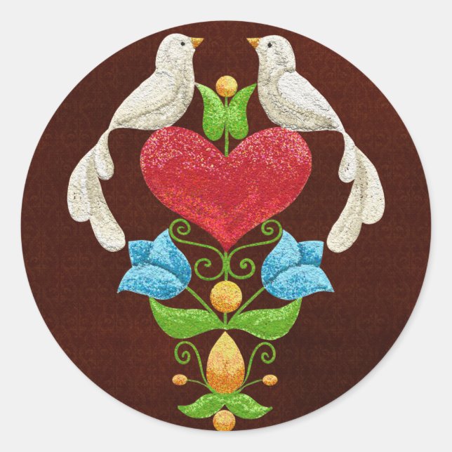 Sticker Rond Parties scintillant Lovebirds (Devant)