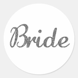 Sticker Rond Parties scintillant mariée Silver