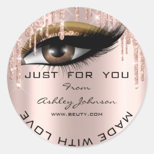 Sticker Rond Parties scintillant Merci Eyelash Rose Web fait av