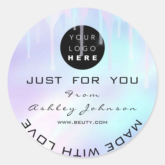 Sticker Rond Parties scintillant Merci Logo Holographe Fabriqué (Devant)