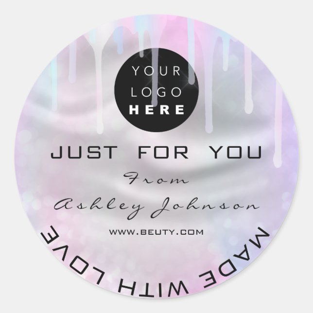 Sticker Rond Parties scintillant Merci Logo Holographe Made Gre (Devant)