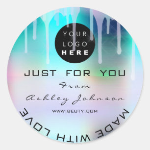 Sticker Rond Parties scintillant Merci Logo Holographe Métal P