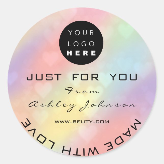 Sticker Rond Parties scintillant Merci Logo Holographe Unique C (Devant)