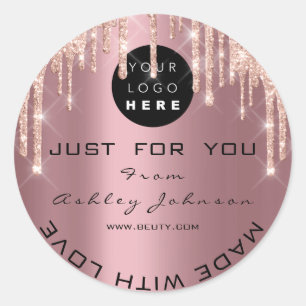 Sticker Rond Parties scintillant Merci Logo Rose Drives Fabriqu