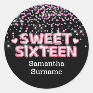 Sticker Rond Parties scintillant moderne feuille de sweet sixte