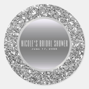 Sticker Rond Parties scintillant Noir & Argent Glam Élégant mar