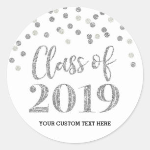 Sticker Rond Parties scintillant noire en argent Confetti Gradu