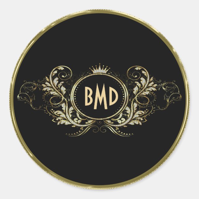 Sticker Rond Parties scintillant noire et Faux Fille Cadre Flor (Devant)