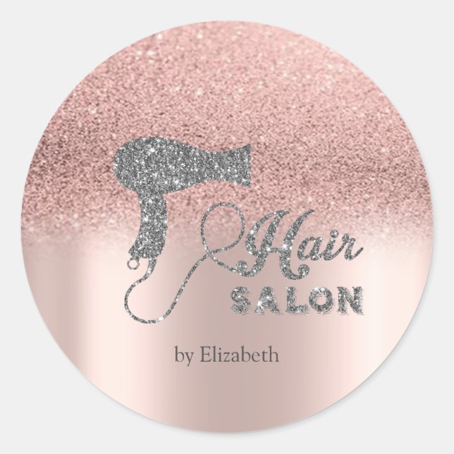 Sticker Rond Parties scintillant Ombre Rose Gold, Sèche-cheveux (Devant)