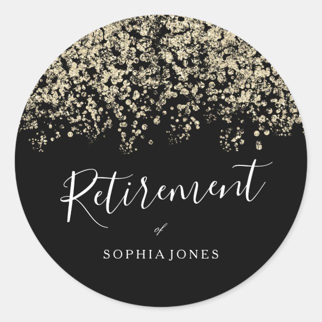 Sticker Rond Parties scintillant or de la partie de retraite Co (Devant)