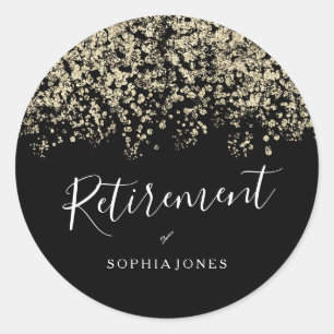 Sticker Rond Parties scintillant or de la partie de retraite Co
