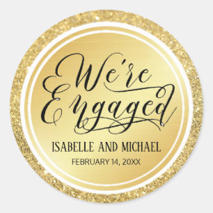Sticker Rond Parties scintillant Or & Metallic Nous sommes enga
