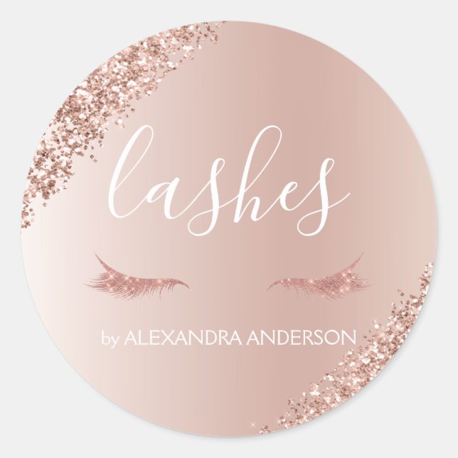 Sticker Rond Parties scintillant or rose et extension Eyelash (Devant)