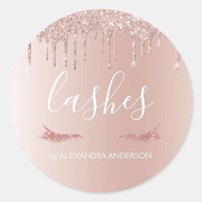 Sticker Rond Parties scintillant or rose et extension Eyelash (Devant)