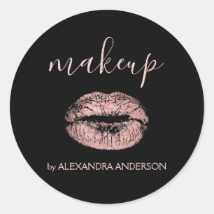 Sticker Rond Parties scintillant or rose et maquillage en bâton