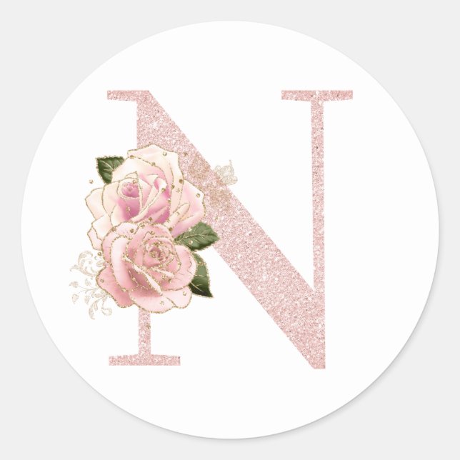 Sticker Rond Parties scintillant or Rose pâle de fille Monogram (Devant)