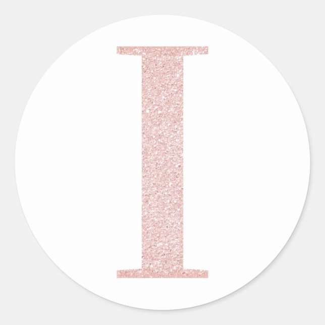 Sticker Rond Parties scintillant or Rose pâle fille Monogramme  (Devant)