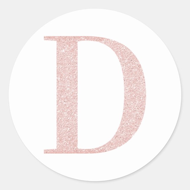 Sticker Rond Parties scintillant or Rose pâle fille Monogramme  (Devant)