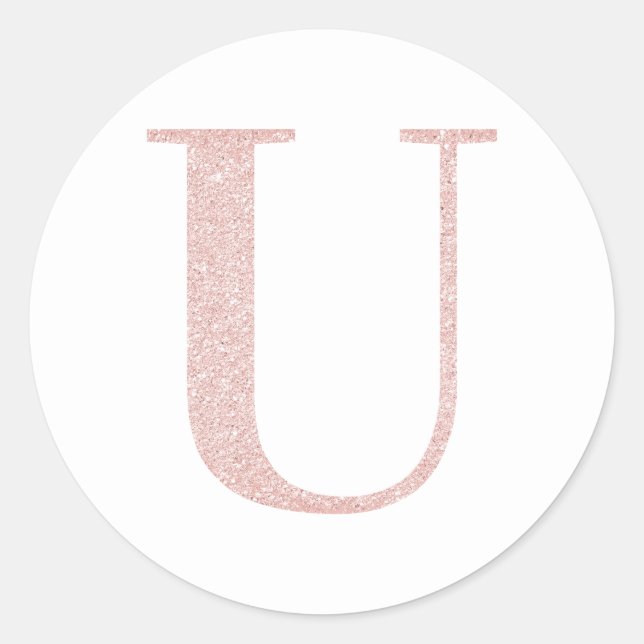 Sticker Rond Parties scintillant or Rose pâle fille Monogramme  (Devant)