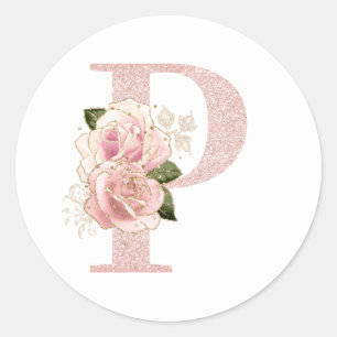Sticker Rond Parties scintillant or Rose pâle  floral P