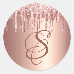 Sticker Rond Parties scintillant or Rose tendance Drivers Monog