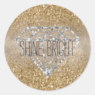 Sticker Rond Parties scintillant or Silver Diamond brillant